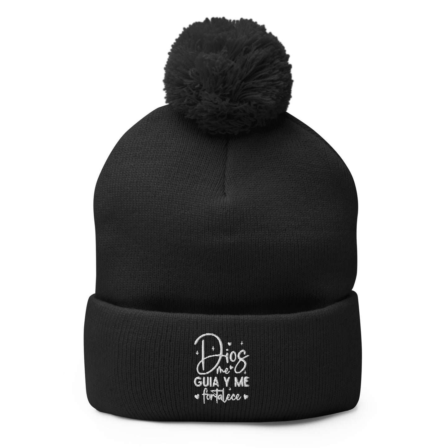 Dios Me Guia Y Me Fortalece Spanish Christian Pom-Pom Beanie