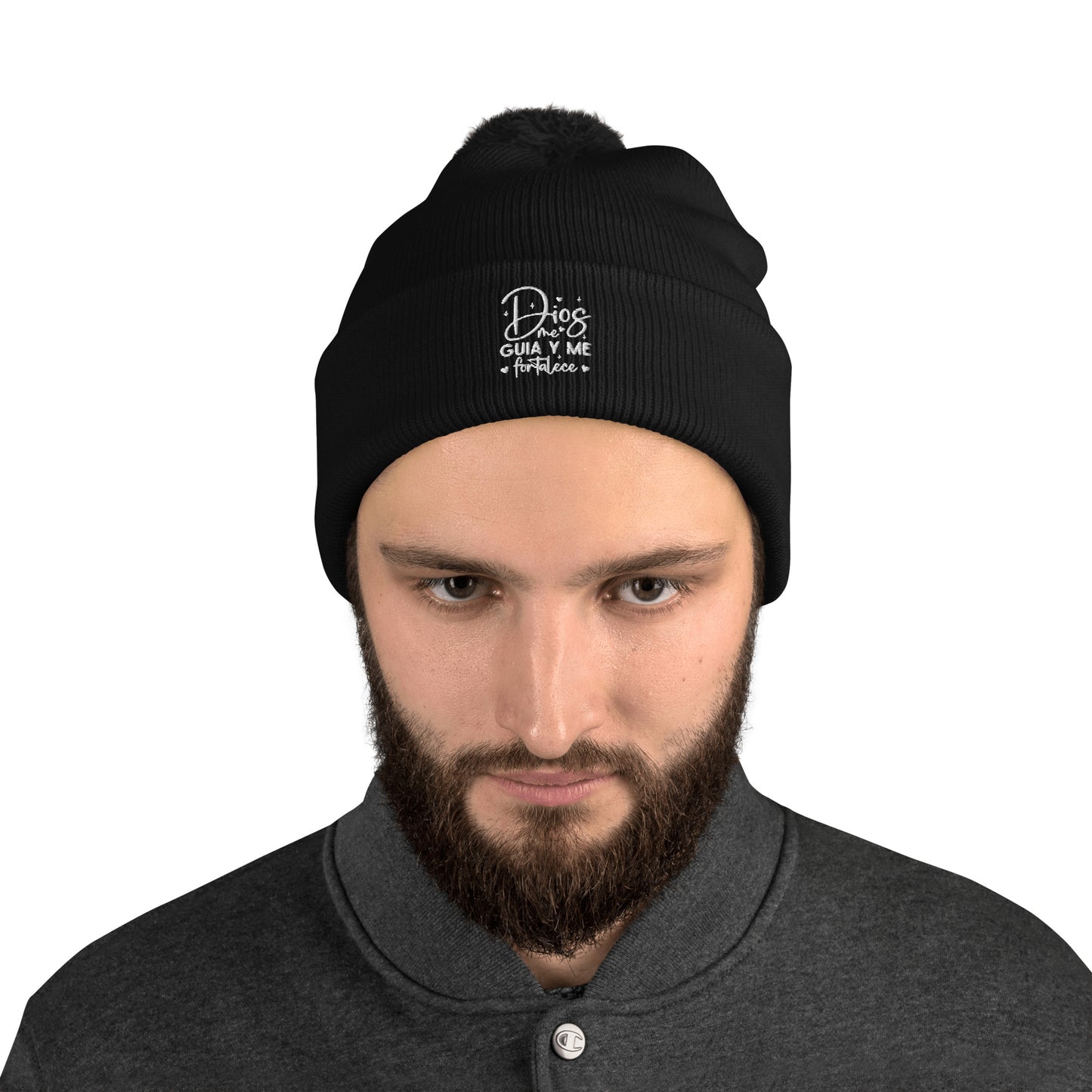 Dios Me Guia Y Me Fortalece Spanish Christian Pom-Pom Beanie