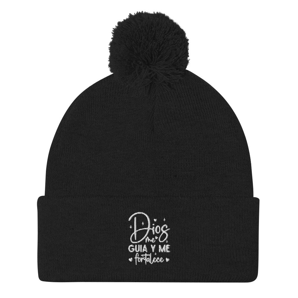 Dios Me Guia Y Me Fortalece Spanish Christian Pom-Pom Beanie