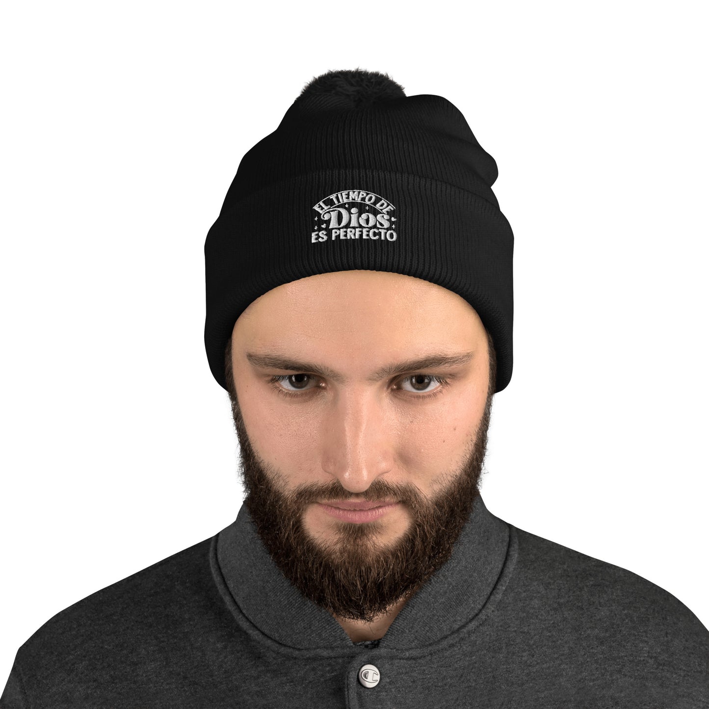 El Tiempo De Dios Es Perfecto Spanish Christian Pom-Pom Beanie