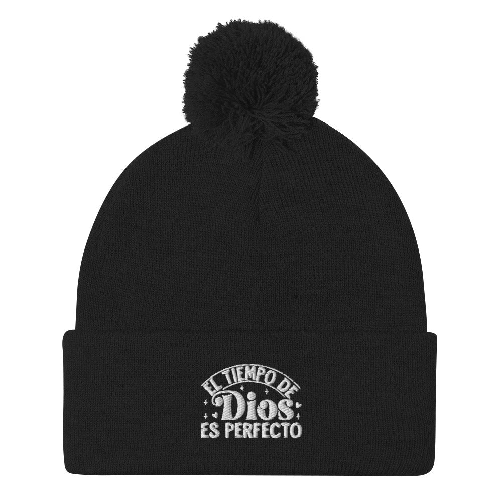 El Tiempo De Dios Es Perfecto Spanish Christian Pom-Pom Beanie