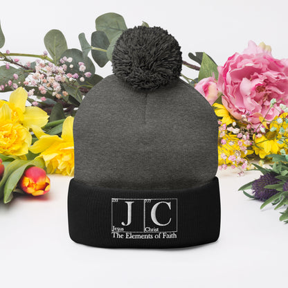 JC  Christ The Elements Of Faith Adult Christian Pom-Pom Beanie