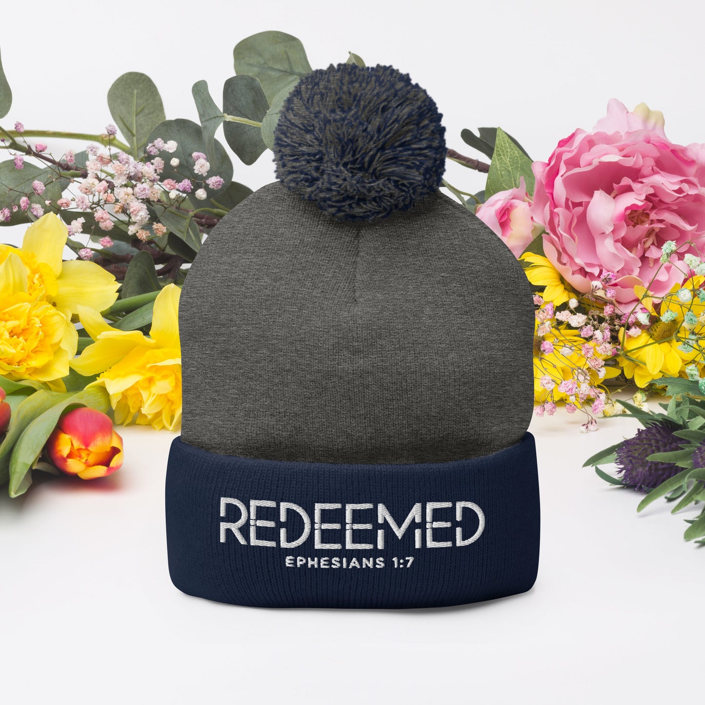 Redeemed Adult Christian Pom-Pom Beanie