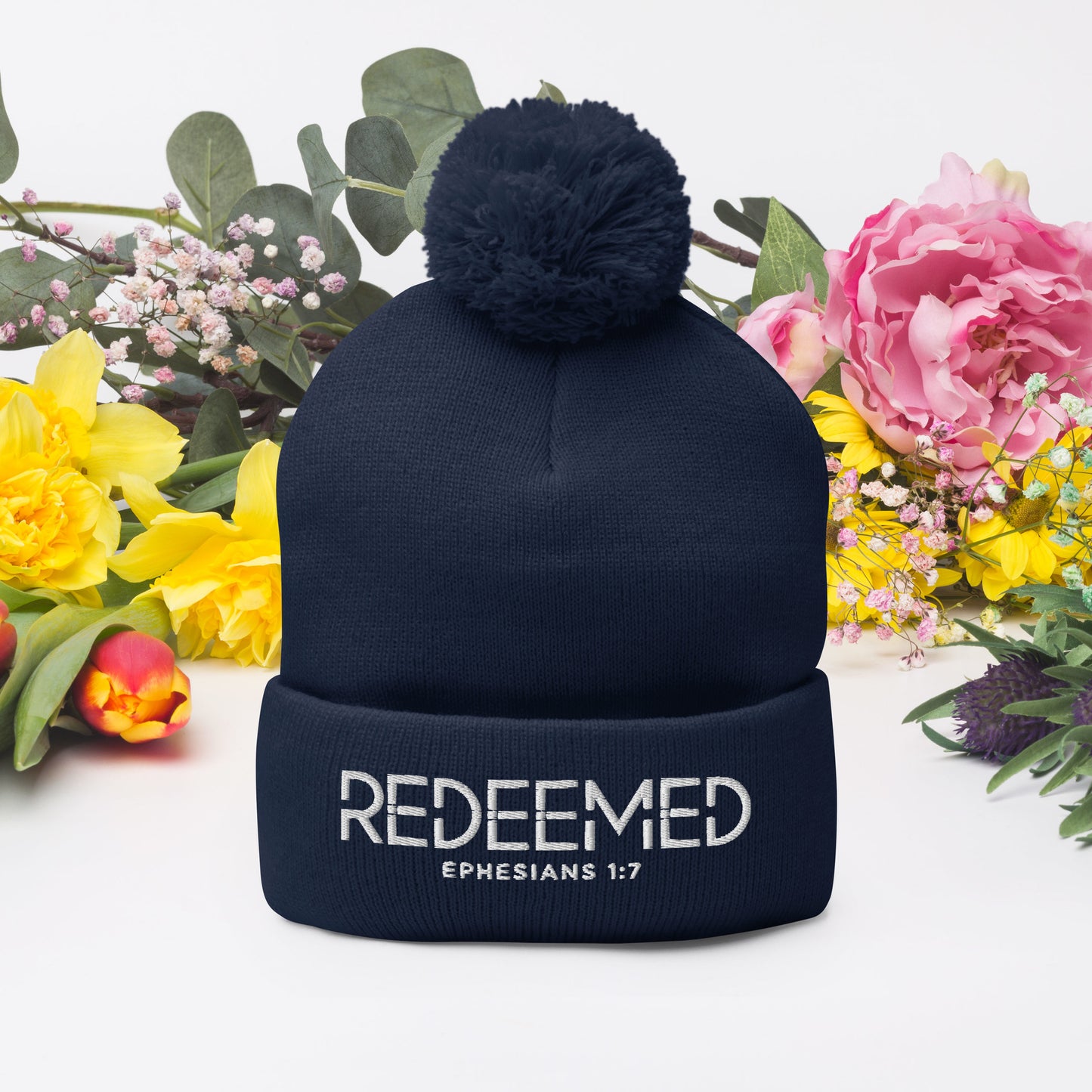 Redeemed Adult Christian Pom-Pom Beanie