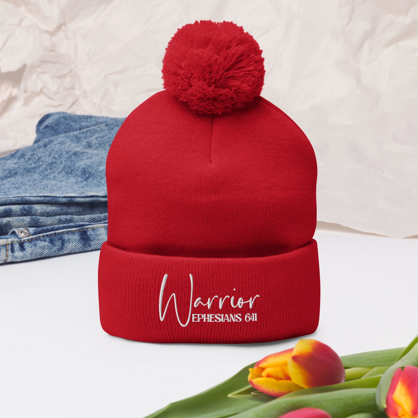 Warrior Adult Christian Pom-Pom Beanie