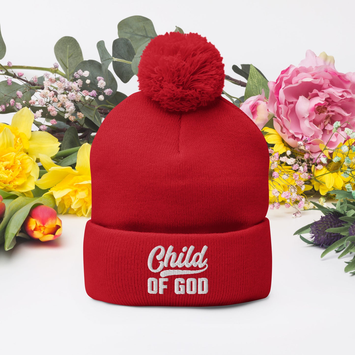 Child Of God Adult Pom-Pom Christian Beanie