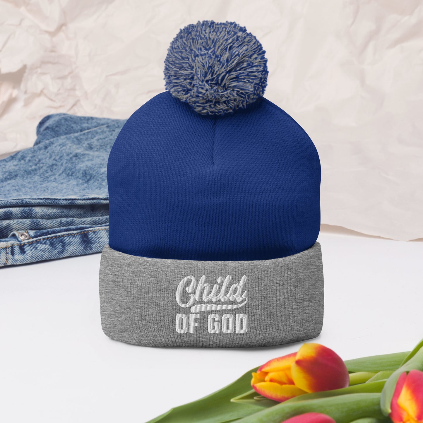 Child Of God Adult Pom-Pom Christian Beanie