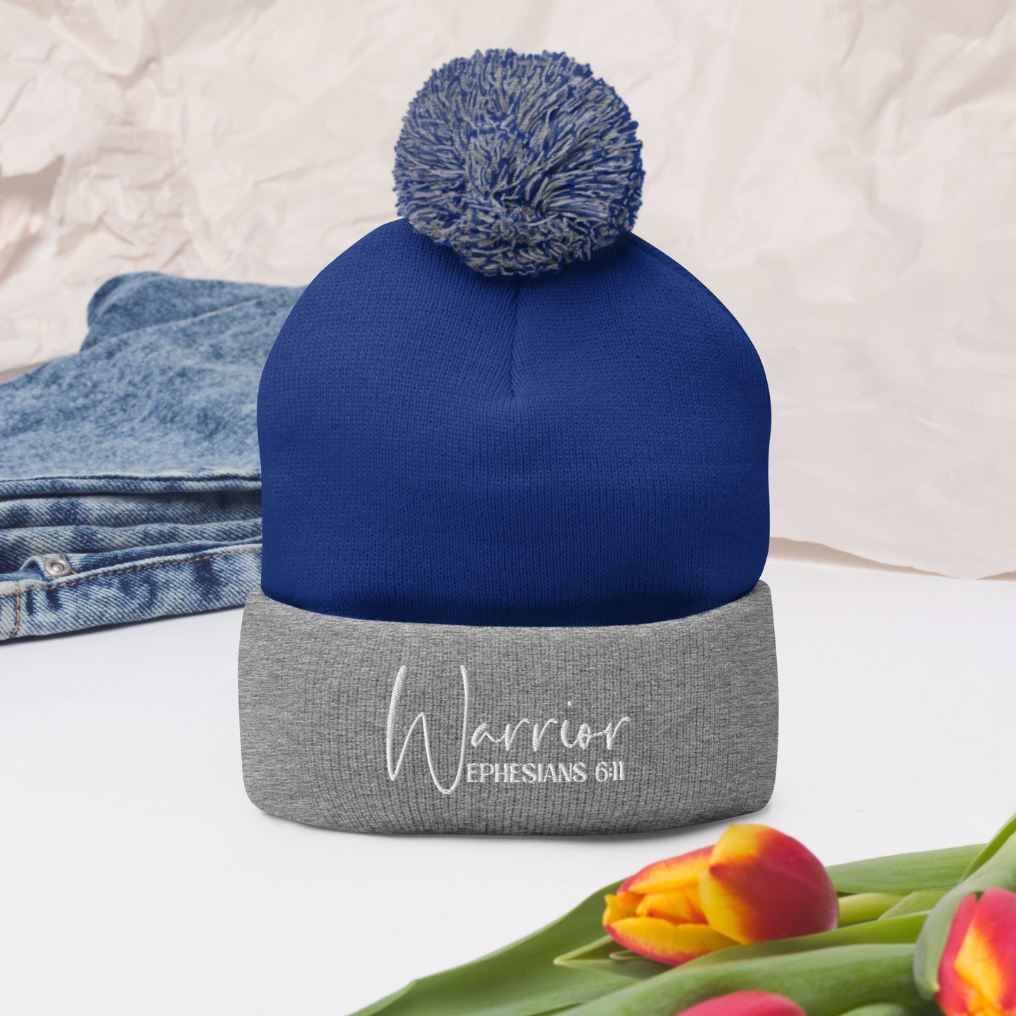 Warrior Adult Christian Pom-Pom Beanie