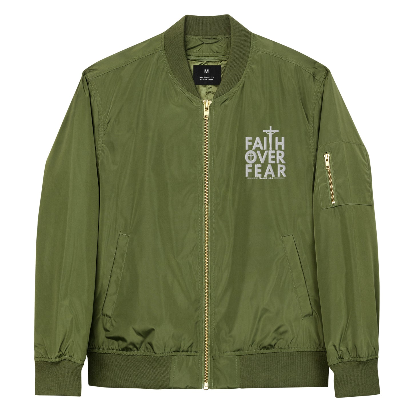 Faith Over Fear Unisex Christian Premium recycled bomber jacket