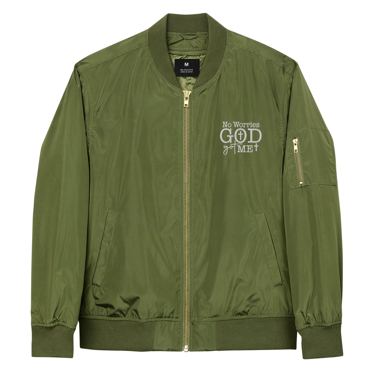 No Worries God Got Me Unisex Christian Premium recycled bomber jacket