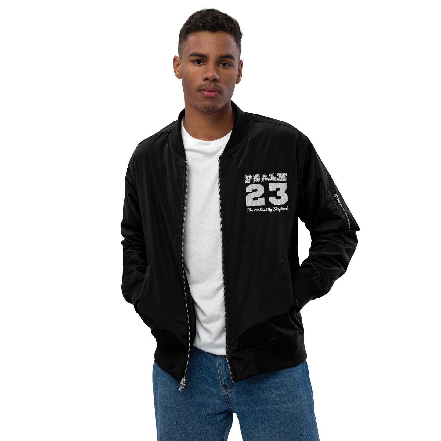 Psalm 23 The Lord Is My Shepherd Unisex Christian Premium recycled bomber jacket