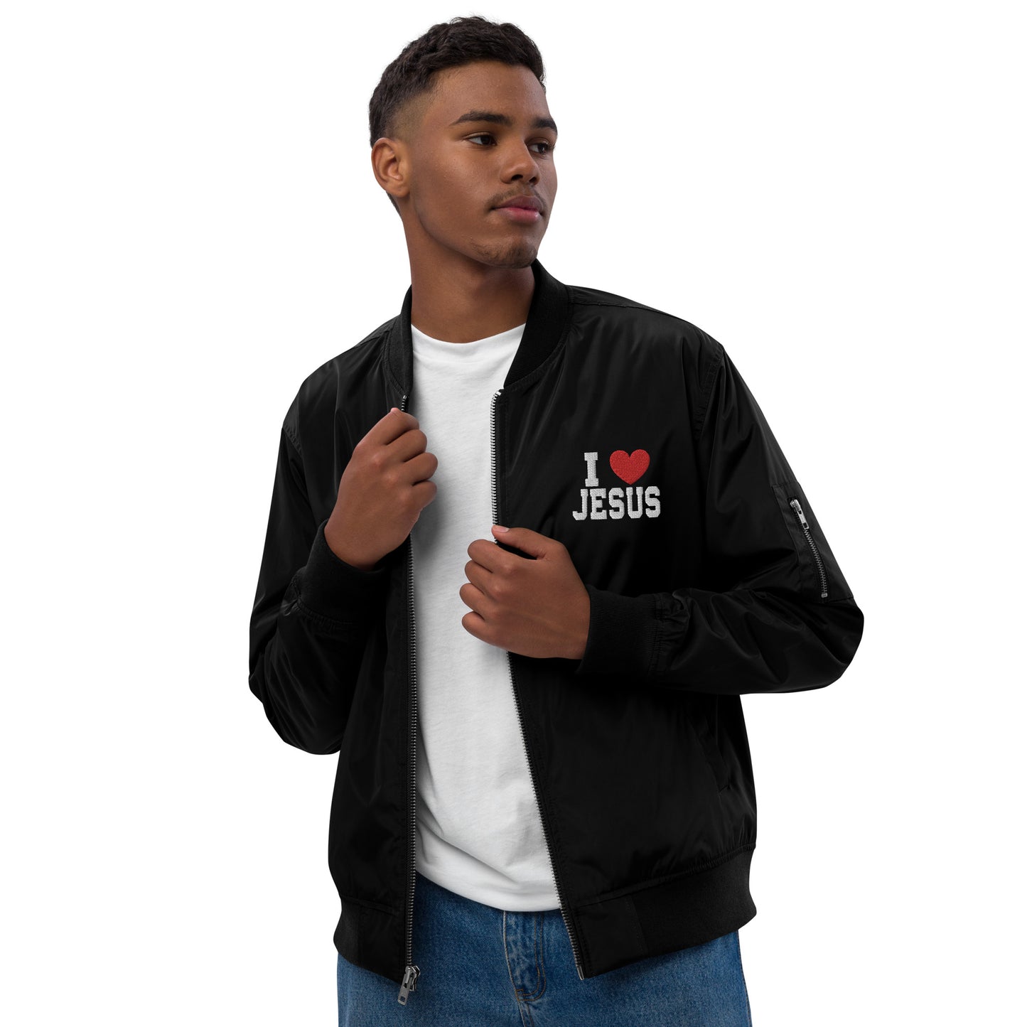 I Love Jesus Unisex Christian Premium recycled bomber jacket