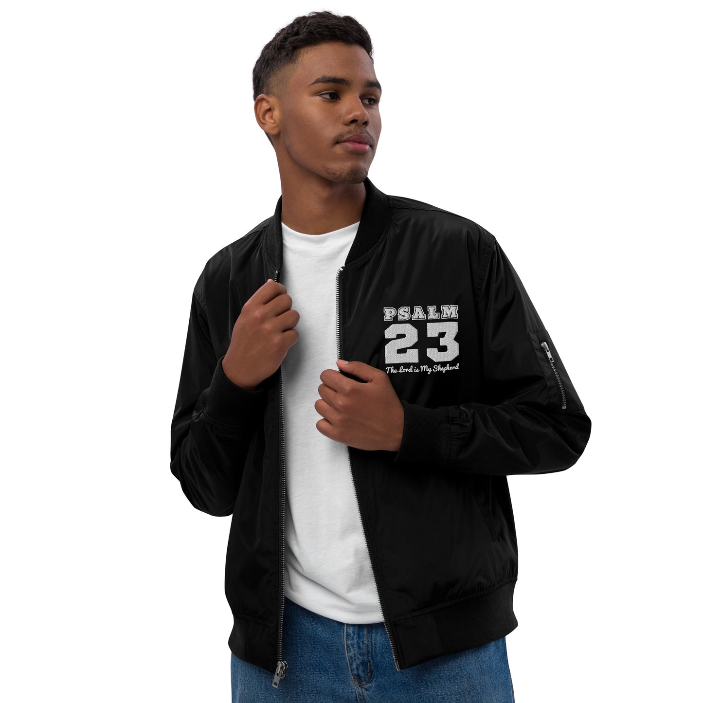 Psalm 23 The Lord Is My Shepherd Unisex Christian Premium recycled bomber jacket