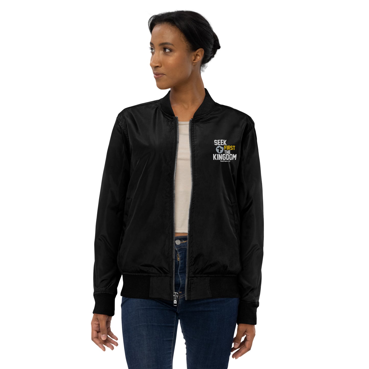 Seek First The Kingdom Unisex Christian Premium recycled bomber jacket