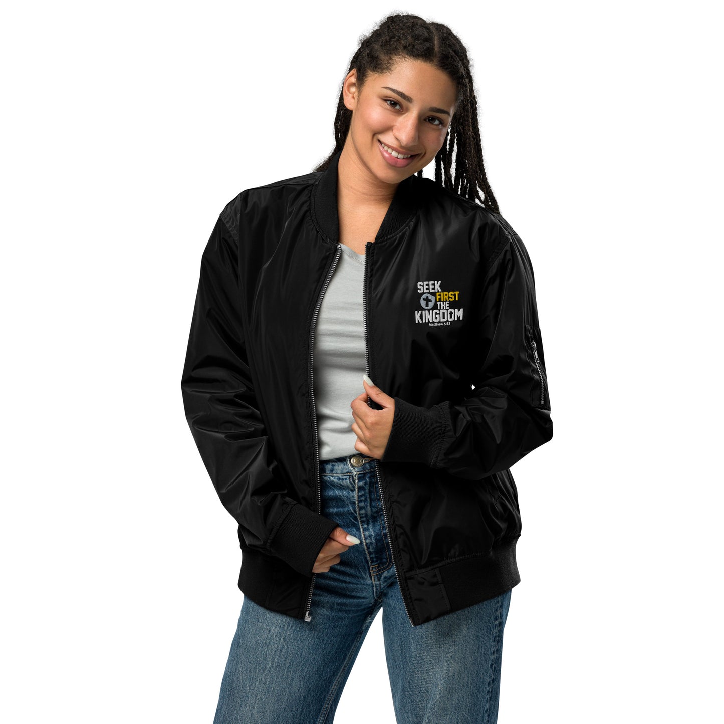 Seek First The Kingdom Unisex Christian Premium recycled bomber jacket