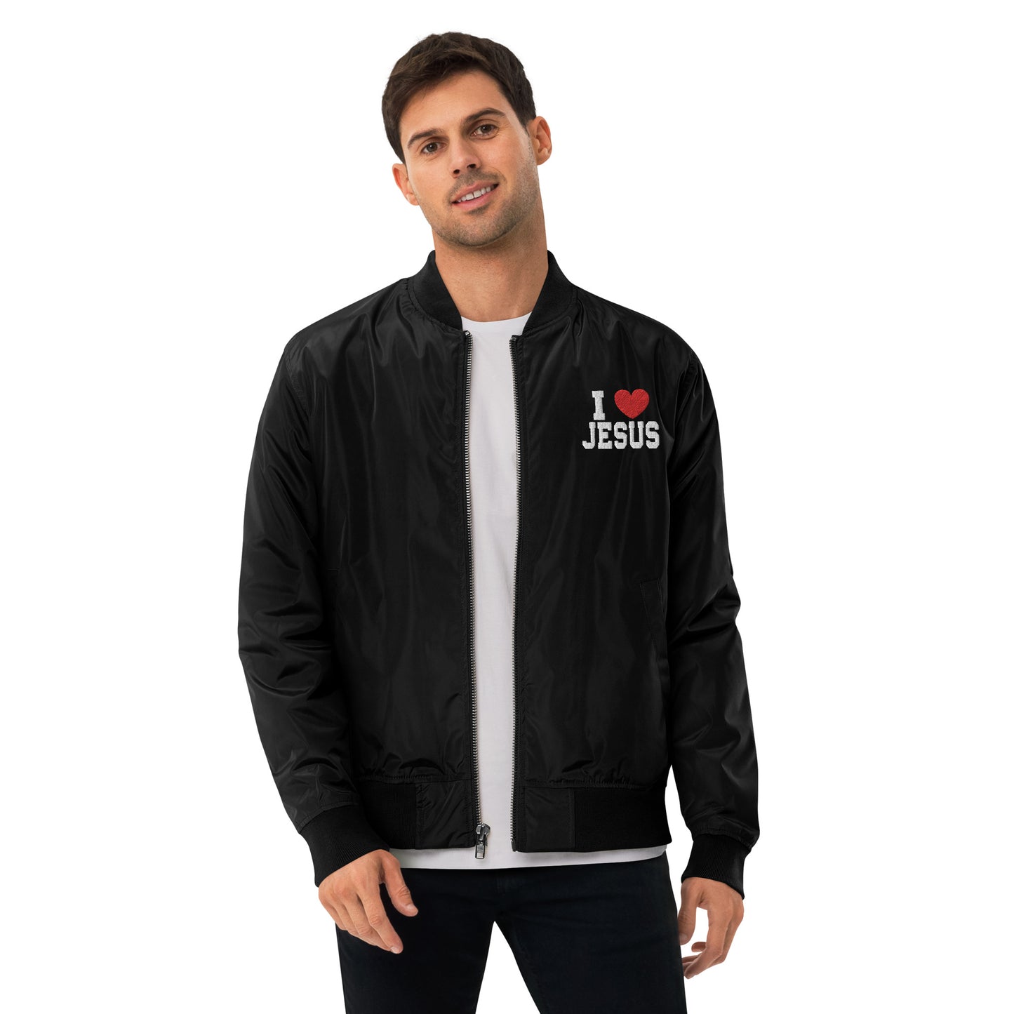 I Love Jesus Unisex Christian Premium recycled bomber jacket