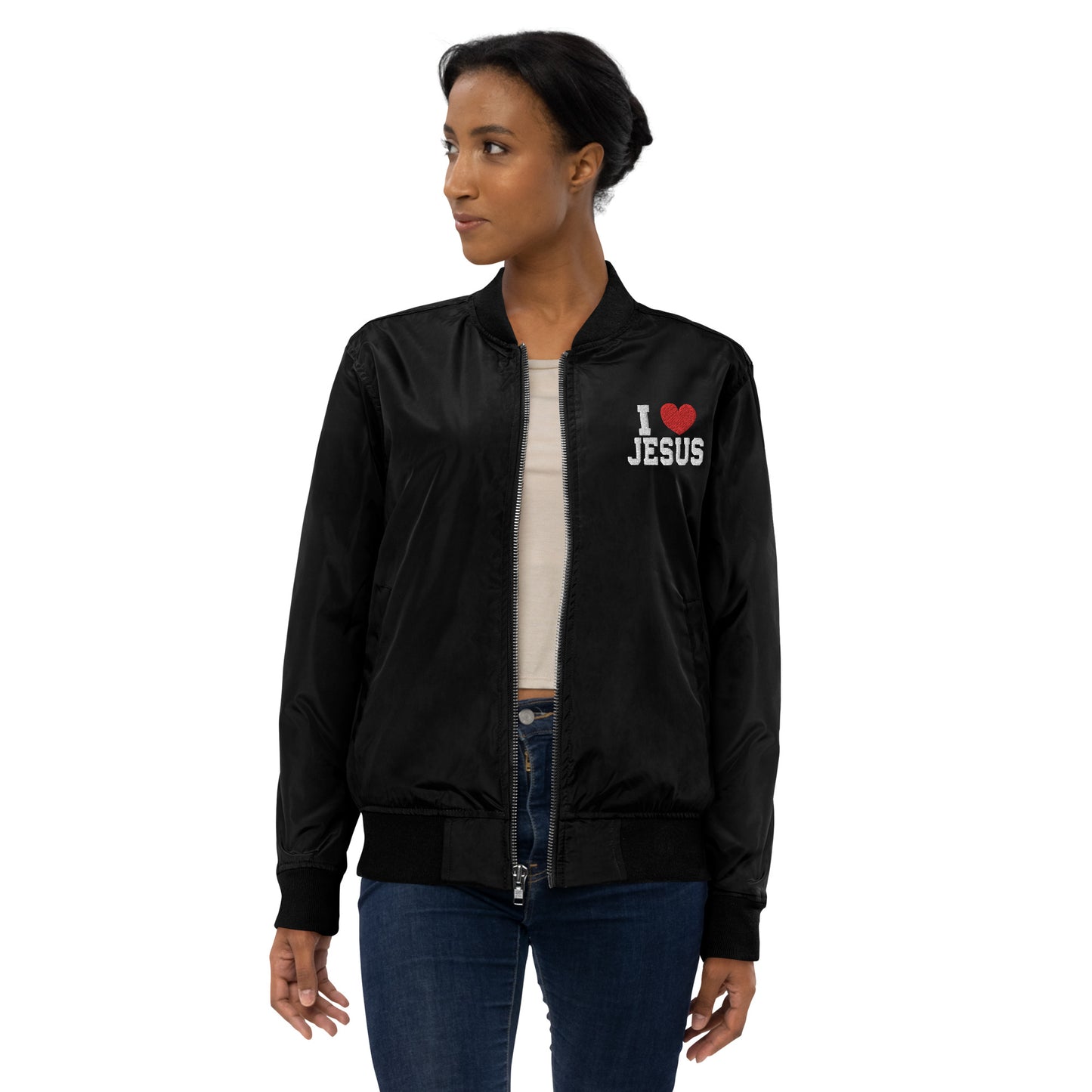 I Love Jesus Unisex Christian Premium recycled bomber jacket