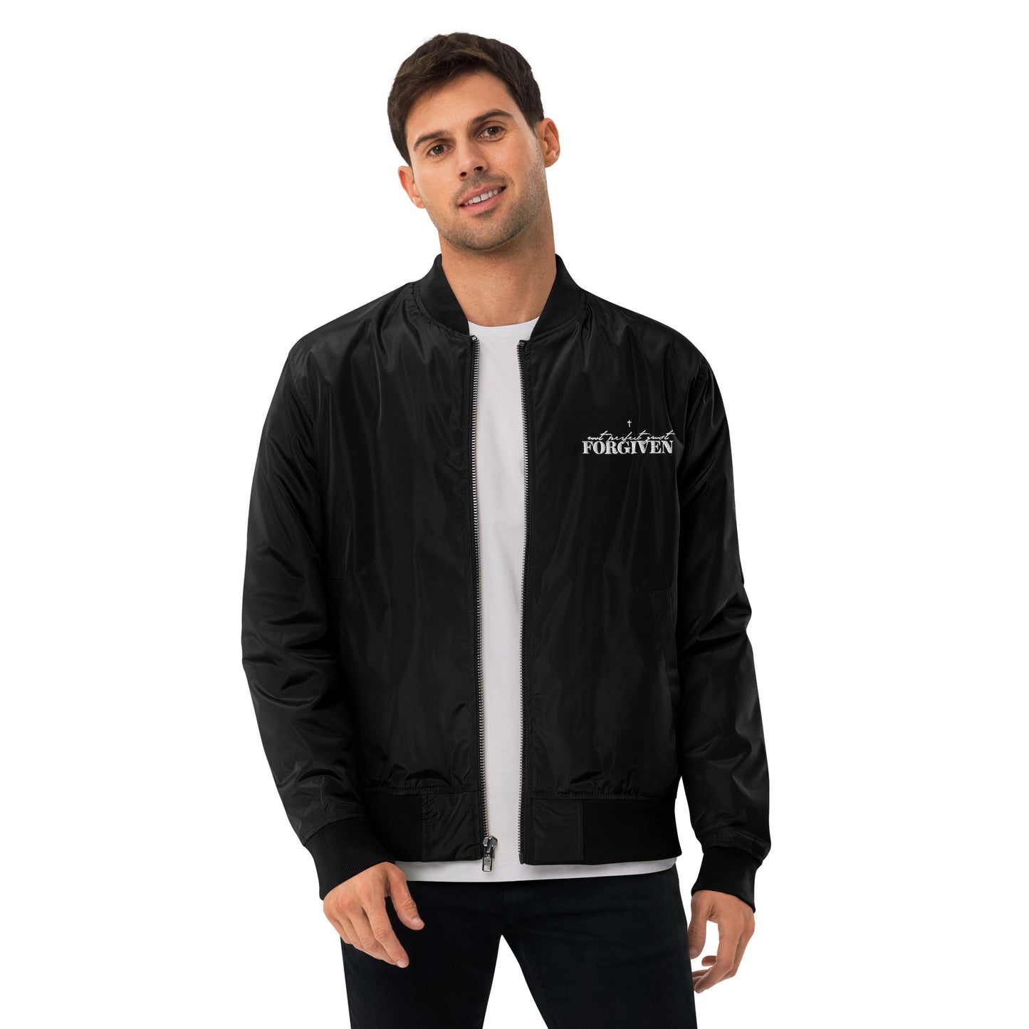 Not Perfect Just Forgiven Unisex Christian Premium recycled bomber jacket