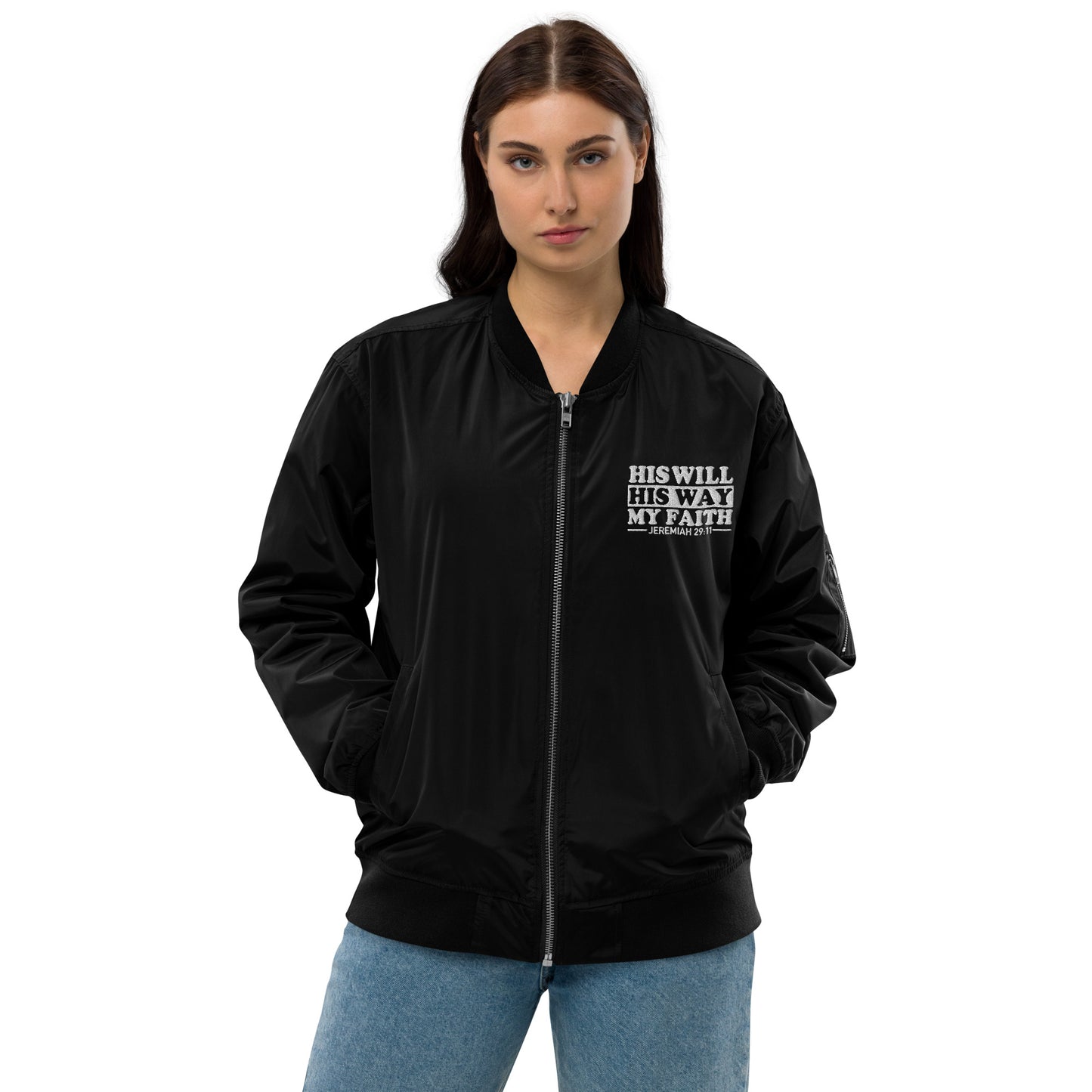 His Will His Way My Faith Unisex Christian Premium recycled bomber jacket