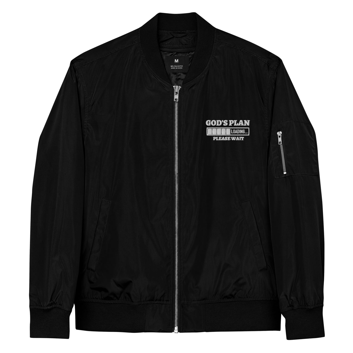 God's Plan Loading Please Wait Unisex Christian Premium recycled bomber jacket