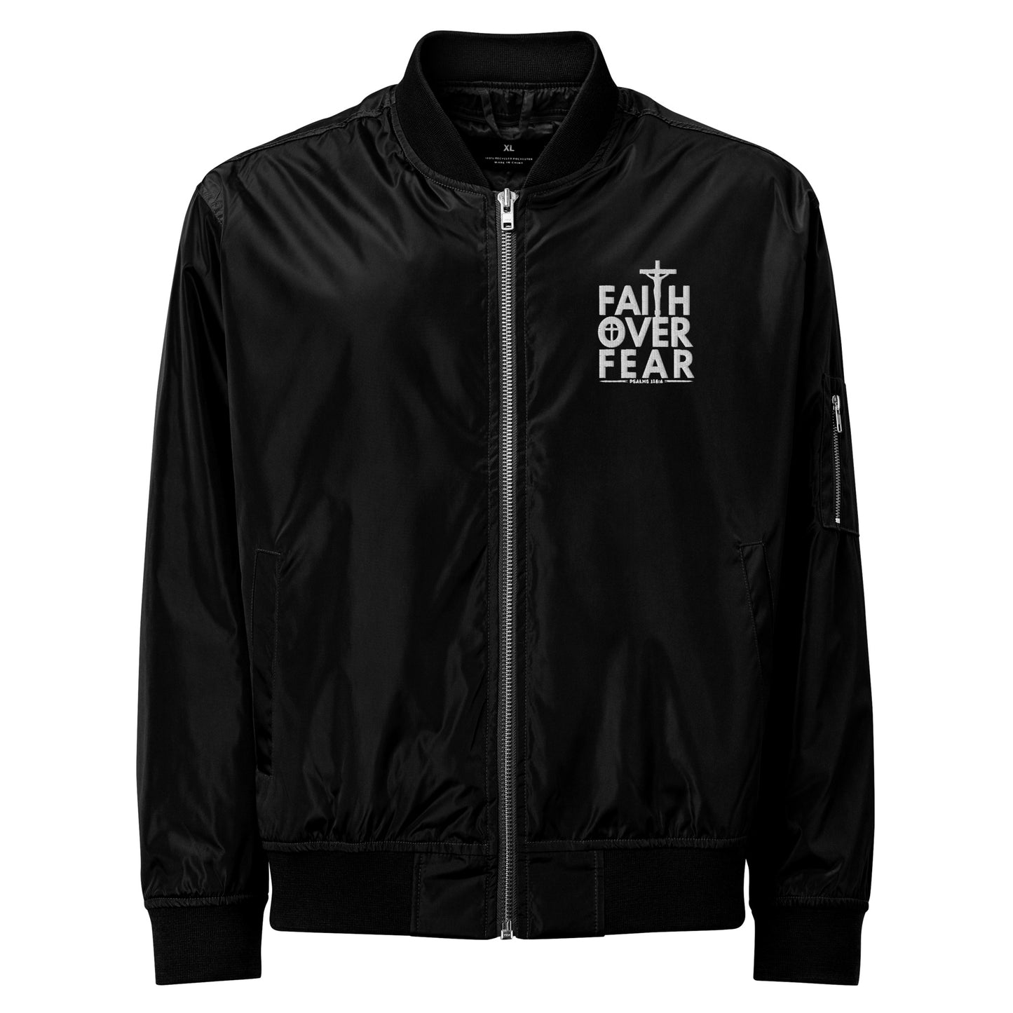 Faith Over Fear Unisex Christian Premium recycled bomber jacket