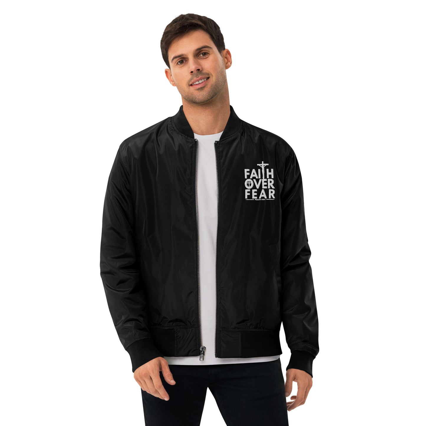 Faith Over Fear Unisex Christian Premium recycled bomber jacket