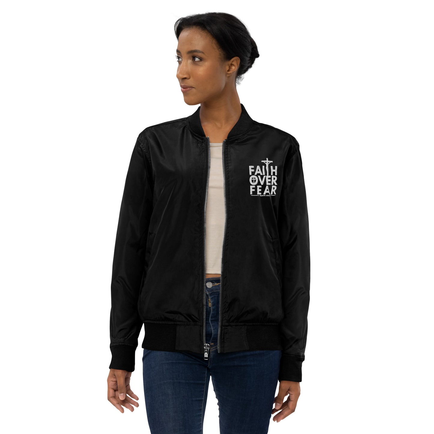 Faith Over Fear Unisex Christian Premium recycled bomber jacket