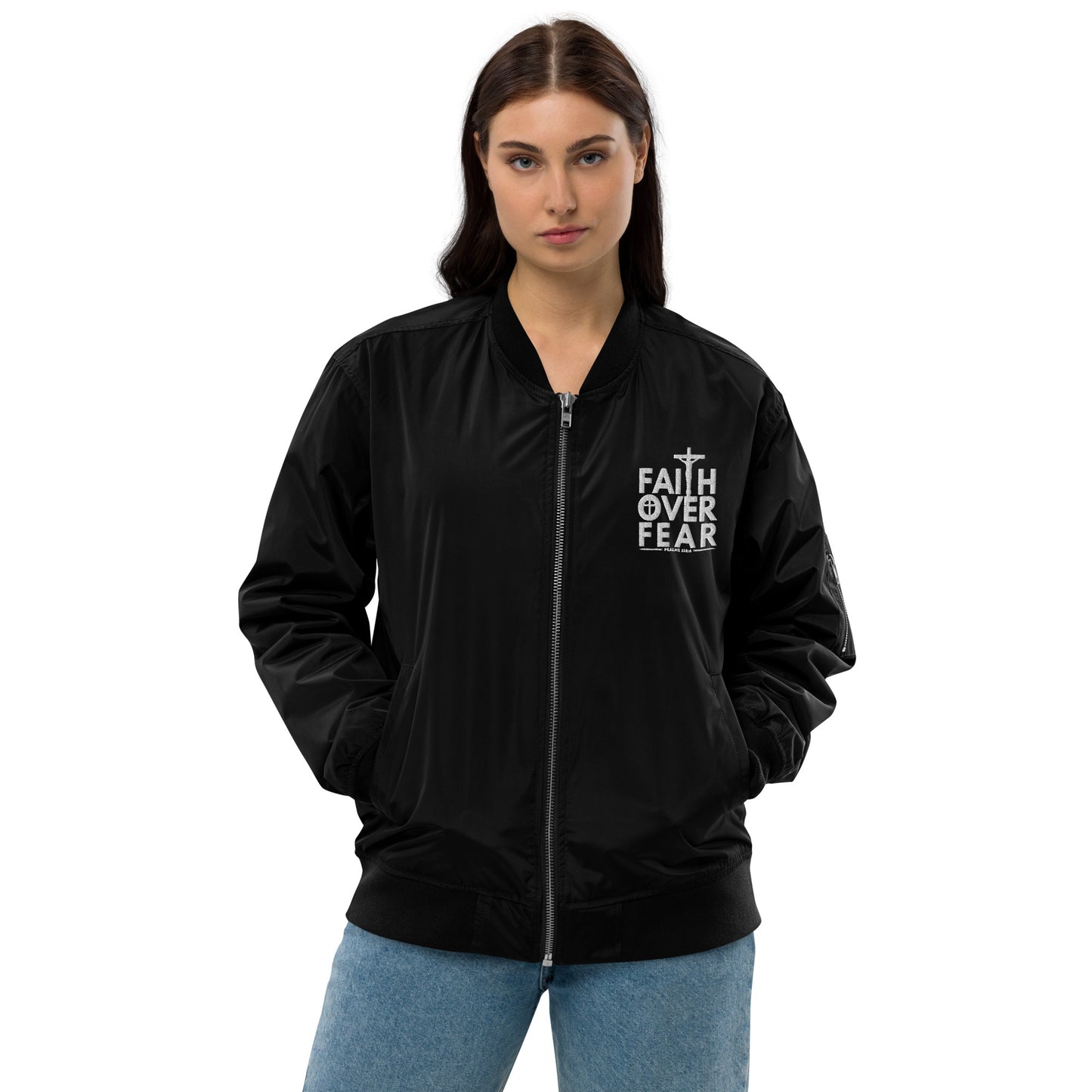 Faith Over Fear Unisex Christian Premium recycled bomber jacket