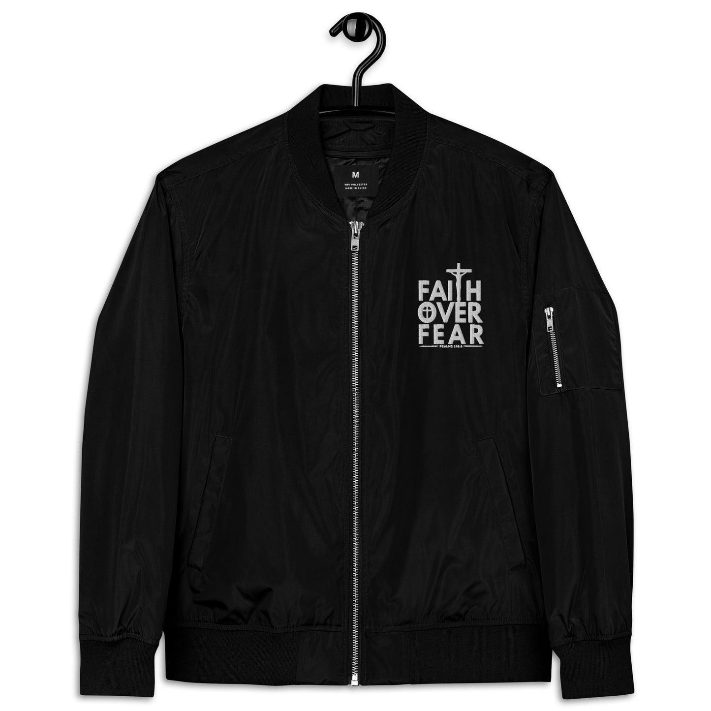 Faith Over Fear Unisex Christian Premium recycled bomber jacket