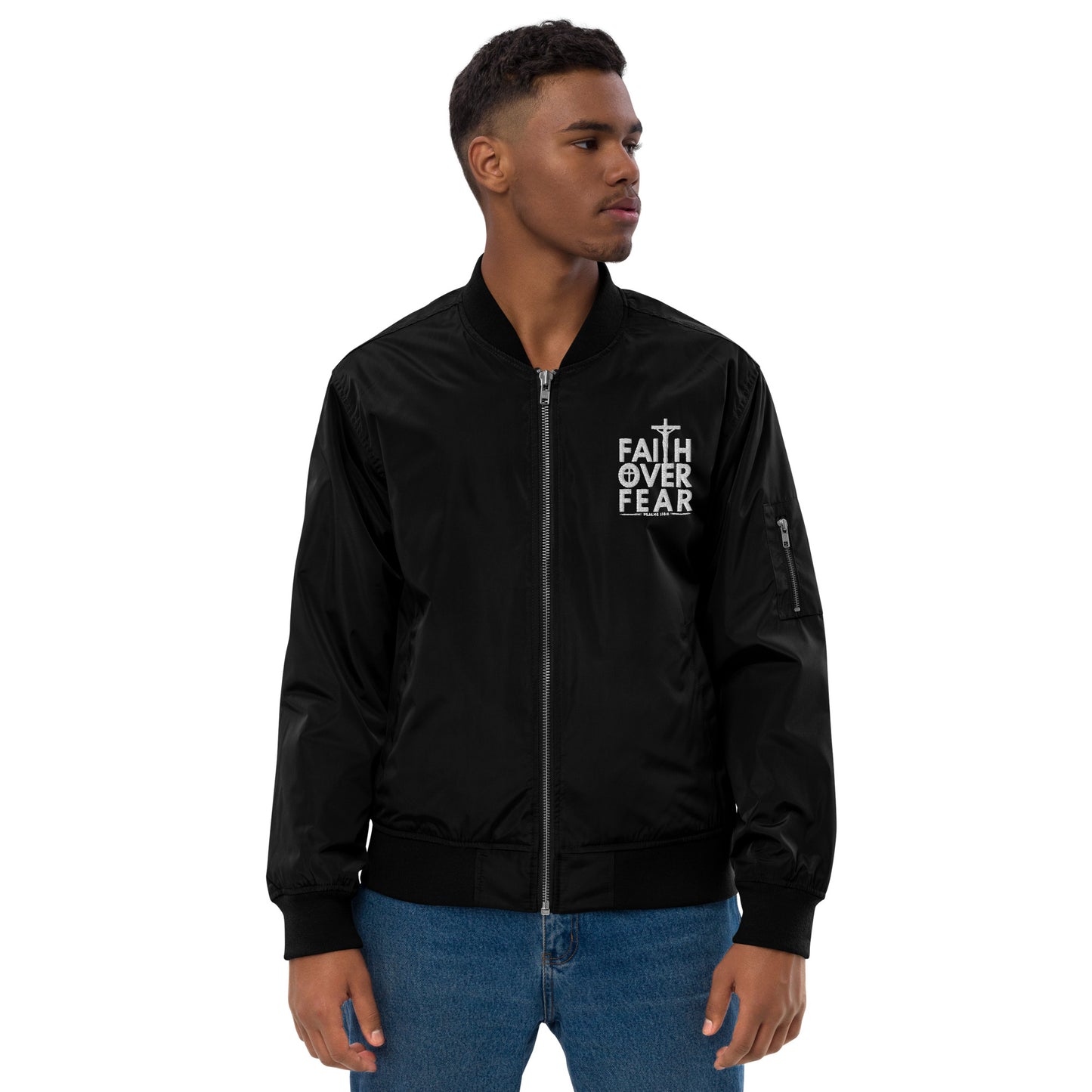 Faith Over Fear Unisex Christian Premium recycled bomber jacket