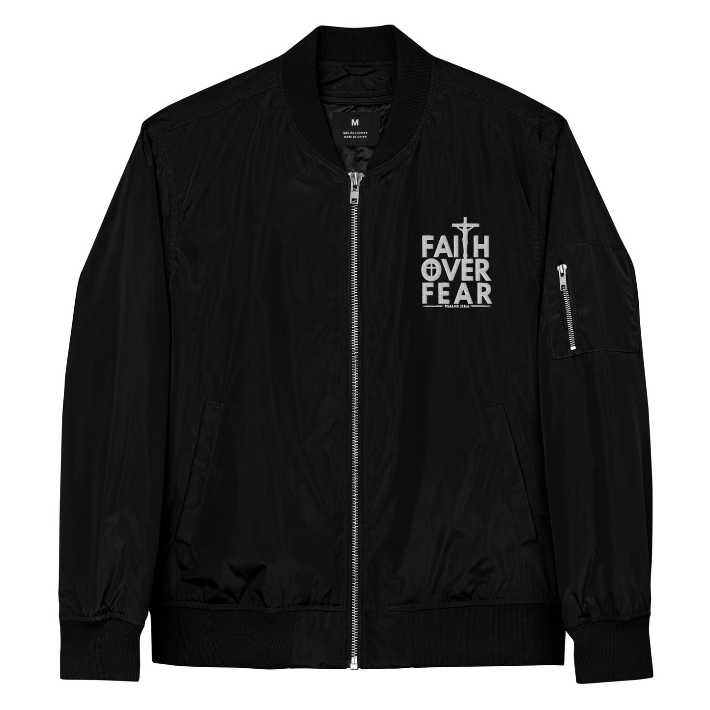 Faith Over Fear Unisex Christian Premium recycled bomber jacket