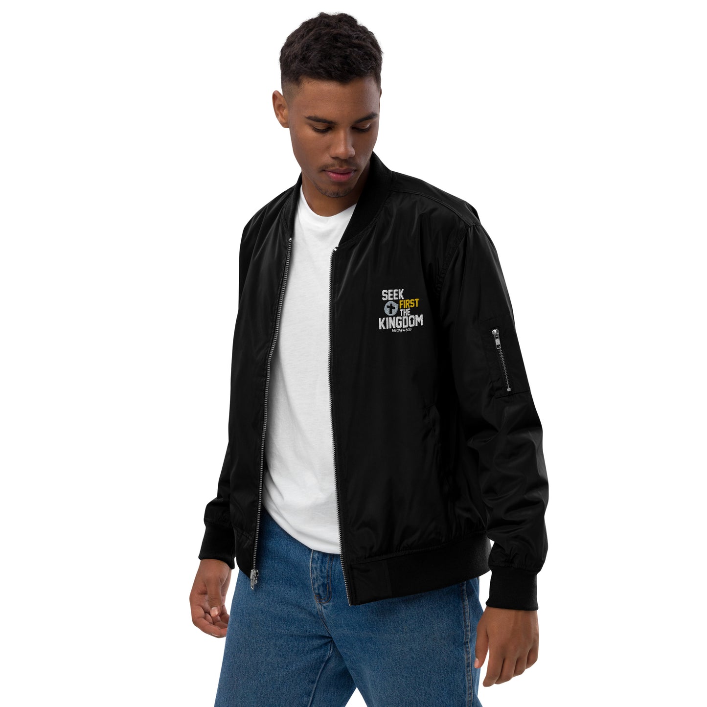 Seek First The Kingdom Unisex Christian Premium recycled bomber jacket