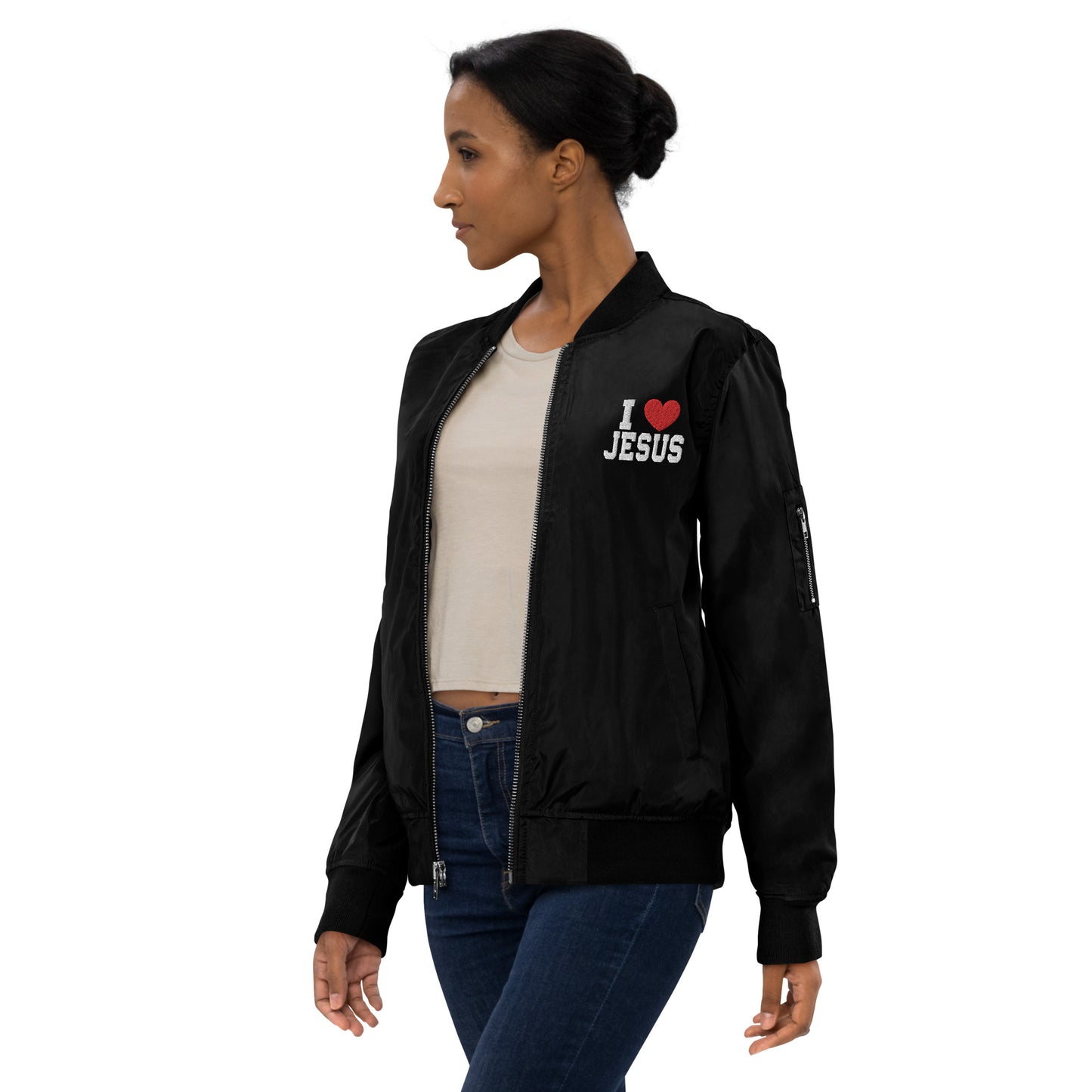 I Love Jesus Unisex Christian Premium recycled bomber jacket