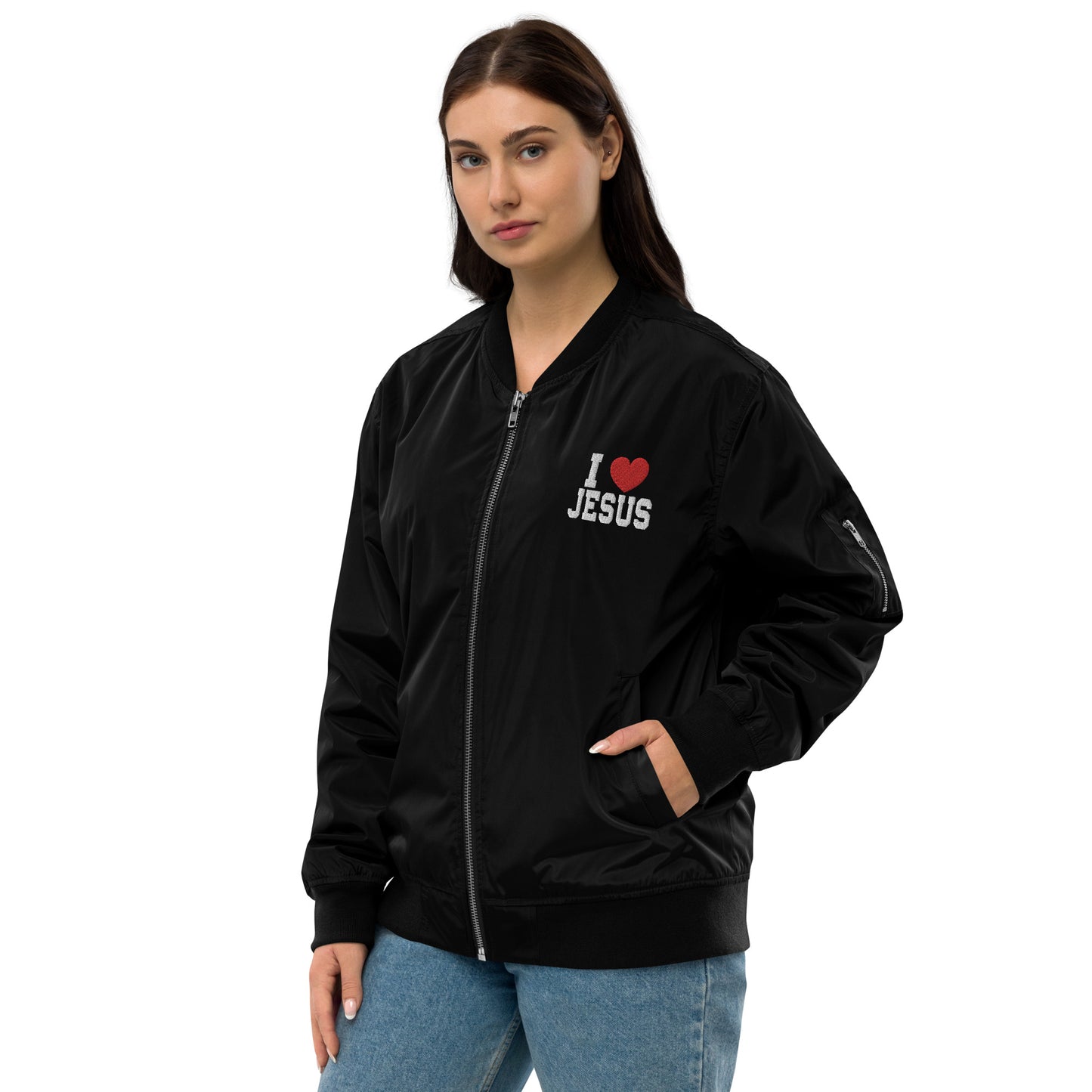 I Love Jesus Unisex Christian Premium recycled bomber jacket