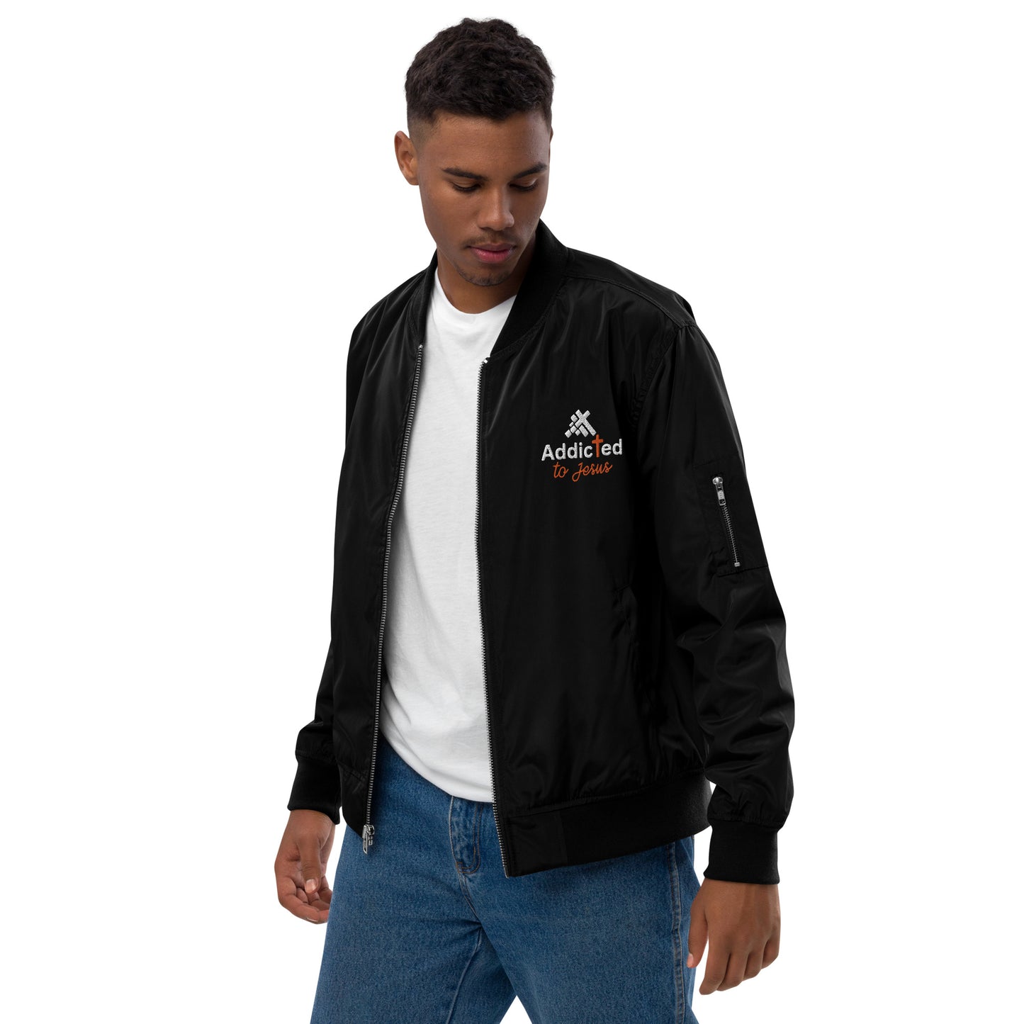 Addicted To Jesus Unisex Christian Premium recycled bomber jacket