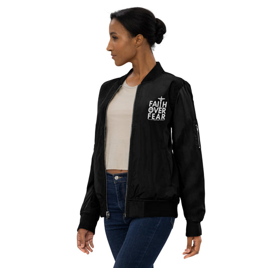 Faith Over Fear Unisex Christian Premium recycled bomber jacket