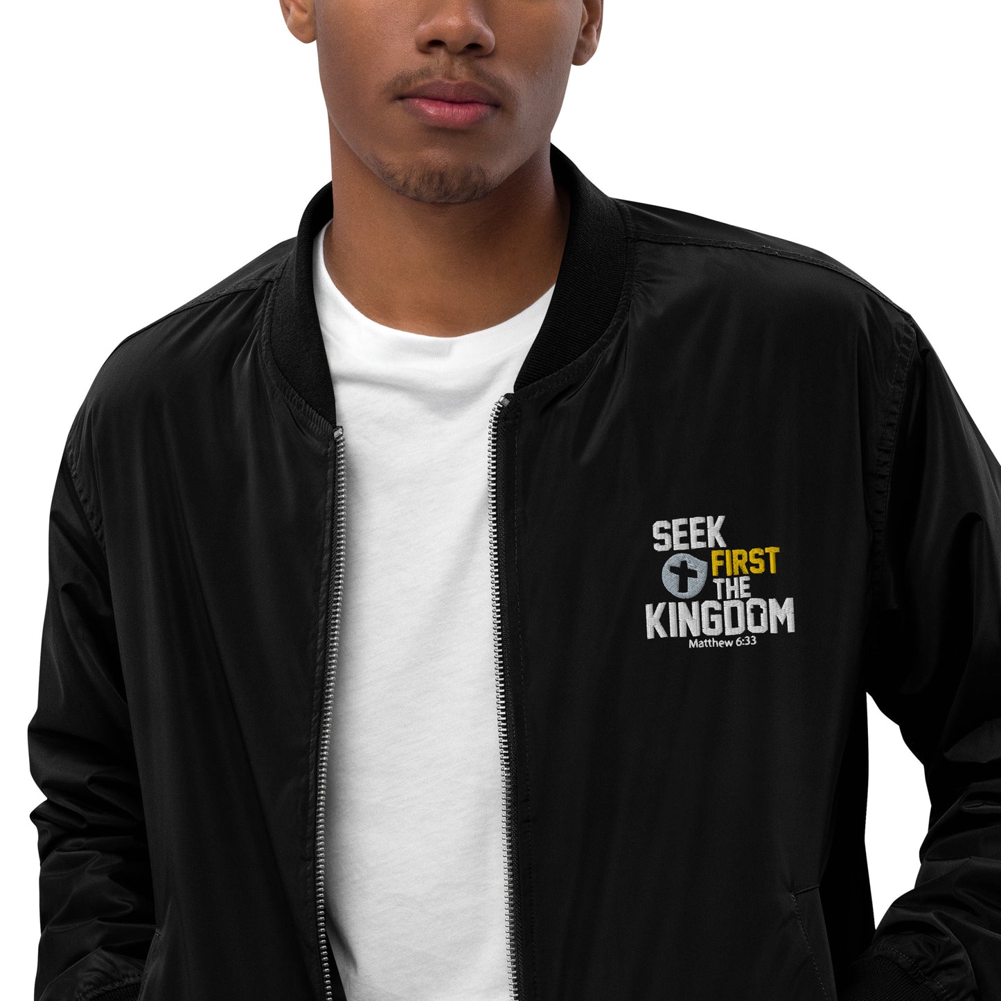 Seek First The Kingdom Unisex Christian Premium recycled bomber jacket