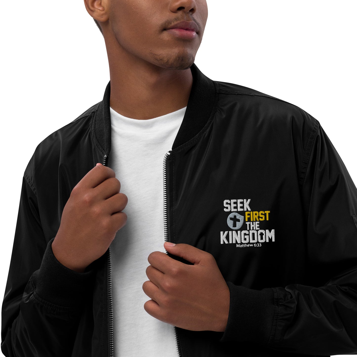 Seek First The Kingdom Unisex Christian Premium recycled bomber jacket