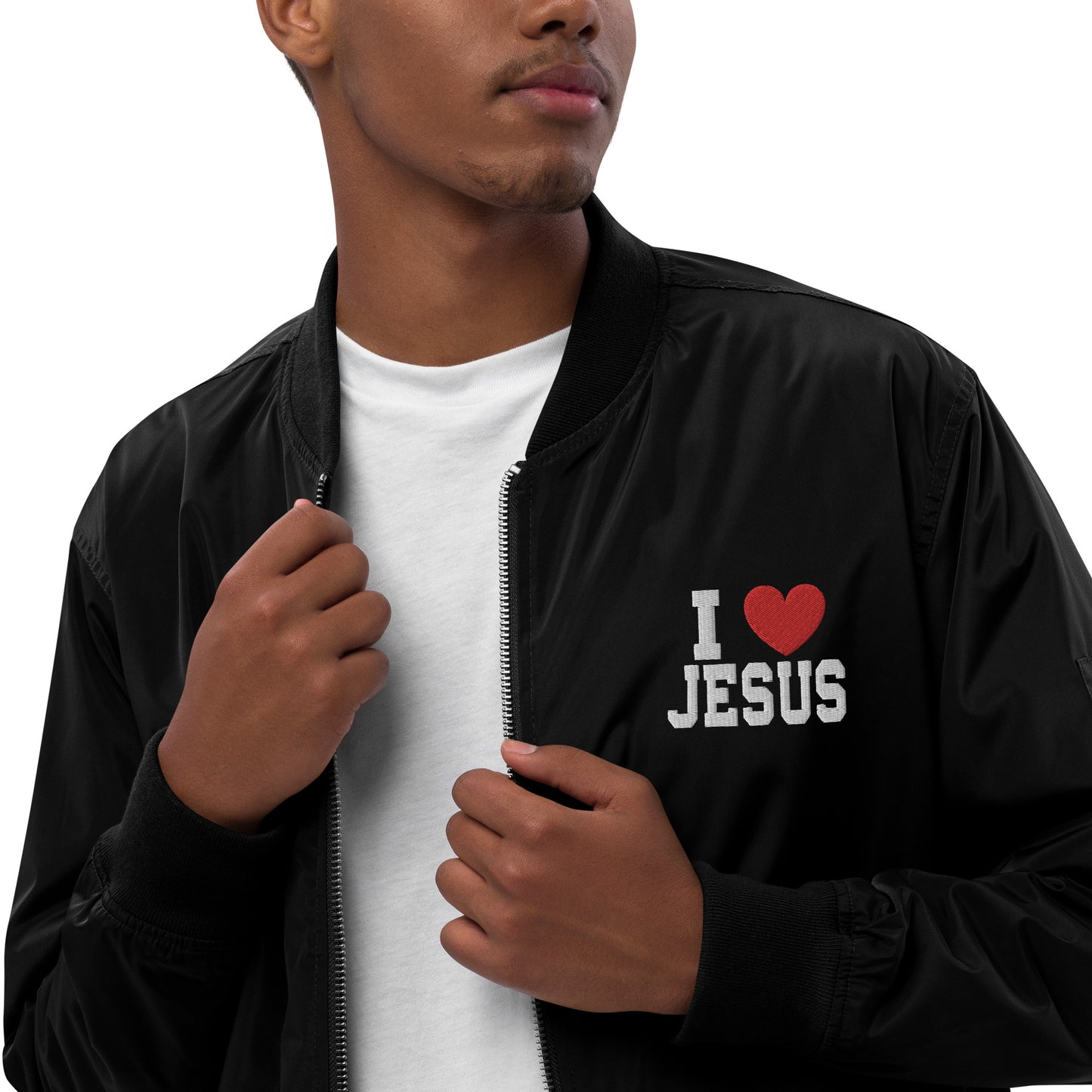 I Love Jesus Unisex Christian Premium recycled bomber jacket