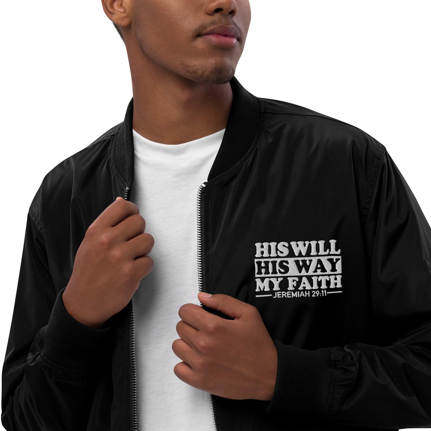 His Will His Way My Faith Unisex Christian Premium recycled bomber jacket