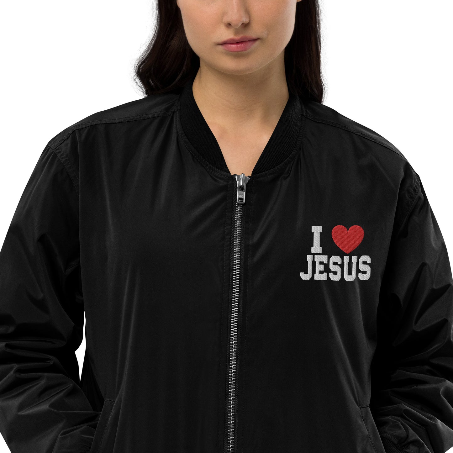 I Love Jesus Unisex Christian Premium recycled bomber jacket