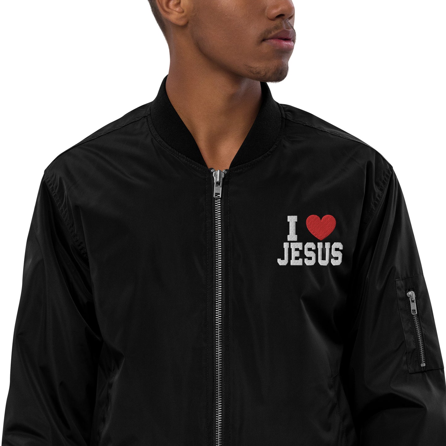 I Love Jesus Unisex Christian Premium recycled bomber jacket