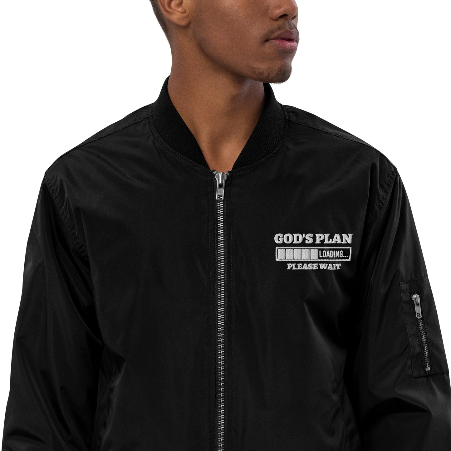 God's Plan Loading Please Wait Unisex Christian Premium recycled bomber jacket