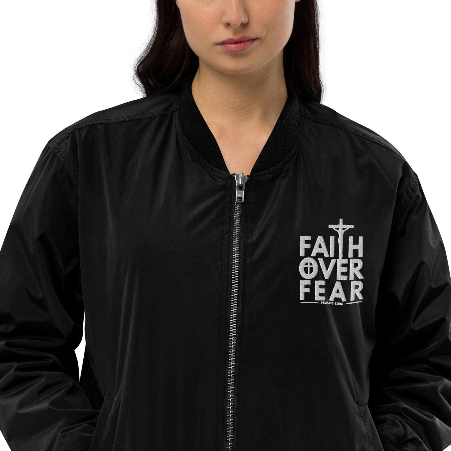 Faith Over Fear Unisex Christian Premium recycled bomber jacket