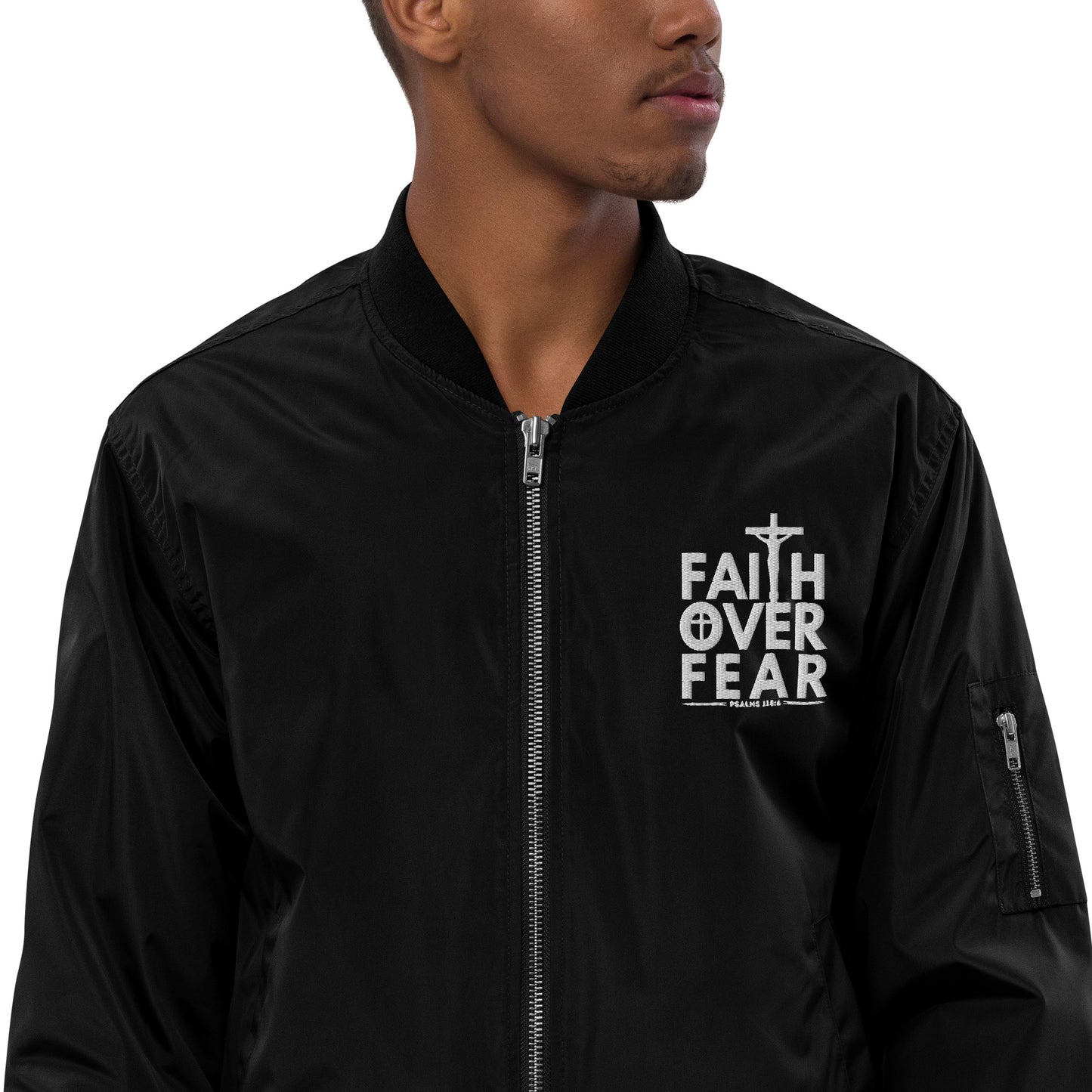 Faith Over Fear Unisex Christian Premium recycled bomber jacket