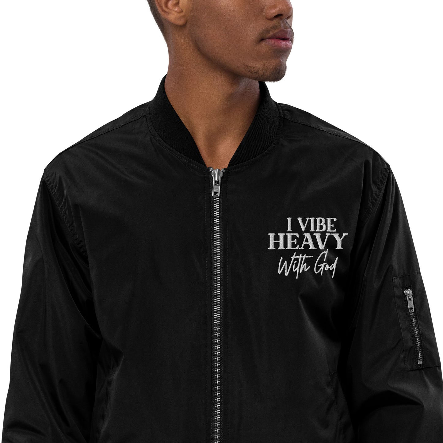 I Vibe Heavy With God Unisex Christian Premium recycled bomber jacket