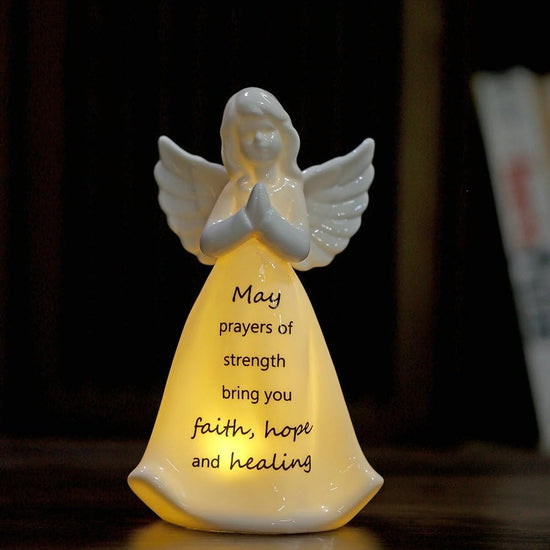 Prayers Of Strength Praying Angel Figurine Night Light 7 H Christian Gift Idea