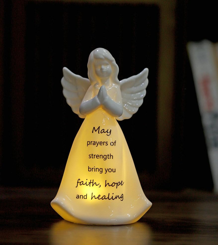 Prayers Of Strength Praying Angel Figurine Night Light 7 H Christian Gift Idea