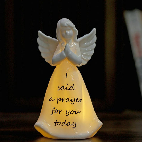 I Said A Prayer Ceramic Angel Night Light A Prayer Angel Figurine with LED Light Christian Gift Idea