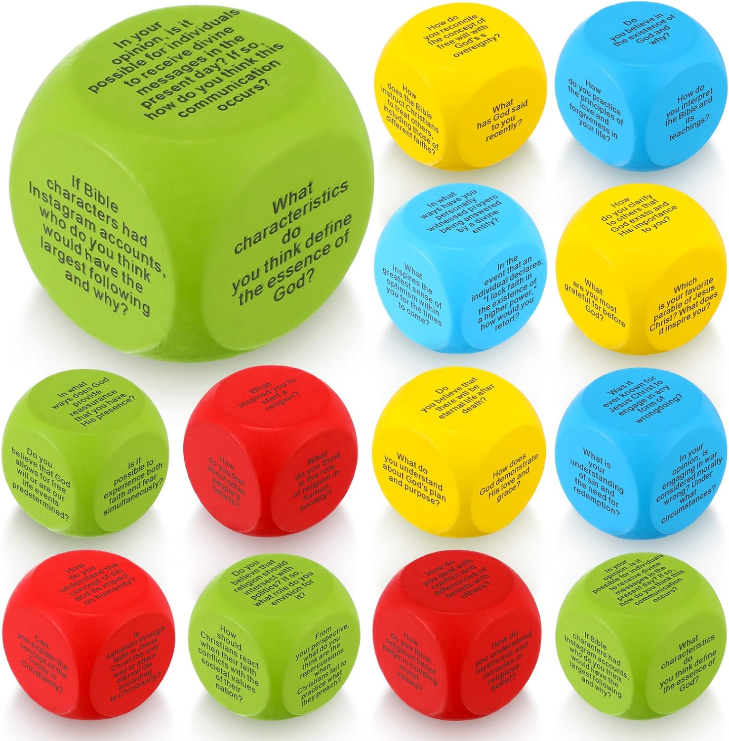 12 Pcs Religious Conversation Cubes and Different Questions for Friends Family Religious Teams Party